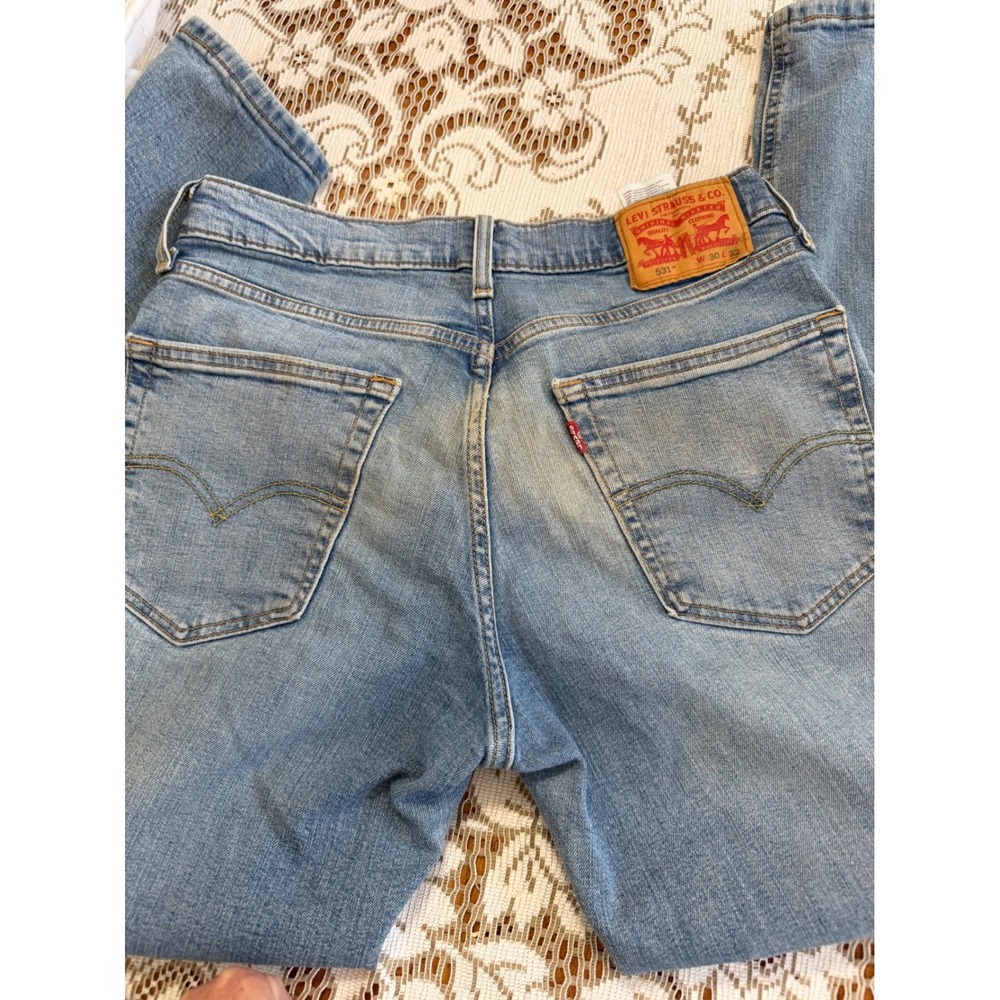 Levis 531 Athletic‎ Slim Jeans Mens 30x31 Light Wash Blue Denim Stretch 531-0013